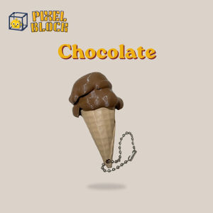 PixelBlock3D Ice Cream Fidget Clicker Keychain Chocolate Cheese Ube Matcha Anxiety Key Chain