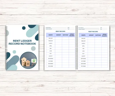 A&J Rent Ledger Record Notebook Wire Bind 100 pages Book