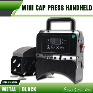 PSD -  Mini Cap Press Machine Black Portable Handheld Heat Press for Net Cap Printing