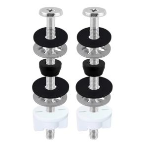 MIRELAE 2Pcs Stainless Steel Toilet Seat Bolts Kit Rust Resistant Rubber Washers Stainless Steel Bolts Replacement Hardware Toilet Seat Screws Bathroom Repair