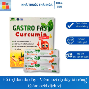 Gastro Fast Curcumin - Giảm đau dạ dày - Giảm viêm loét dạ dày tá tràng - Hộp 20 túi dung dịch