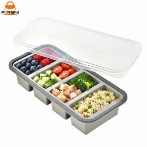 Heavy-Duty Silicone Ice Cube Tray with Cover for Freezing Broth Sauces and Meal Prep Stackable Leakproof Food Storage Container