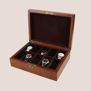 American White Oak Vintage Solid Wood Watch Jewelry Case Storage Organizer Display Box Soft Big Pillow Lock Key Home Decoration
