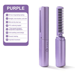 New 2-in-1 Mini Hair Straightener with LCD Display Portable USB Rechargeable High-Speed Styling Ceramic Coating Travel-Friendly