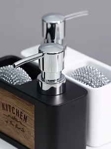 Sponge Organizer with Refillable Soap PumpKitchen Soap Dispenser Set with Sponge Caddys 2in1 Dishwashing Soap Pump