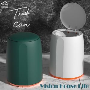 Vision Nordic Press Type Garbage Can Double-layer Thickened Trash Can with Cover Living Room Toilet Creative Dustbin Household Sorting Trash Bin