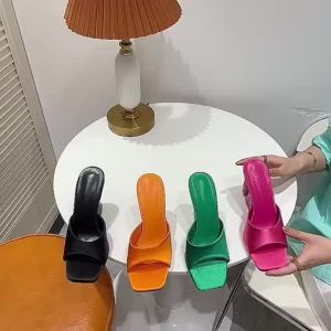 FCMANXIXI Thời Trang Phụ Nữ Cao Gót 4.13 Inches Dép Đi Trong Nhà Đầy Màu Sắc Kẹo Dép Đẹp (Kích Thước 35-41)