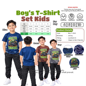 Boy Kids T-Shirt Monster Truck Cartoon Print Short Sleeve Jersey Shirt Comfortable Breathable Washable Ages 3-10