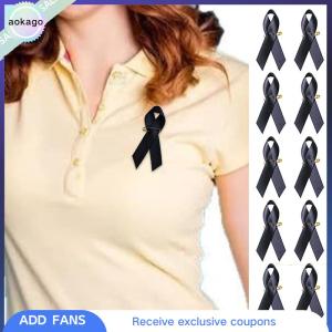 Aokago 10ชิ้นเครื่องประดับริบบิ้นสีดำริบบิ้นรับรู้ผ้าริบบิ้นปกพร้อมหมุดนิรภัยอุปกรณ์เสื้อผ้า
