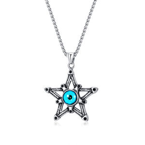 Stainless Steel Hexagram Pendant Personalized New Titanium Steel Devils Eye Necklace