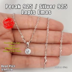 Kalung Perak 925 Lapis Mas Putih Kalung Perak Lapis Emas Putih Kalung Wanita Anti Karat s925