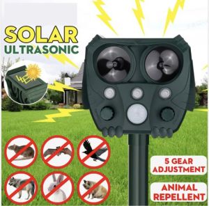 RC-529 เครื่องไล่สัตว์พลังงานแสงอาทิตย์ Repeller Solar Ultrasonic กลางแจ้งยับยั้ง Bird Dog Cat สะท้อนแสงสัตว์ Sonar Repellent