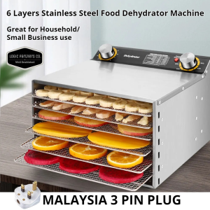 6 Layers Tray Dried Food Dehydrator Dehydration Air Dryer Stainless Steel Fruits Vege Herb Meat Drying Machine For Small Home Commercial Business