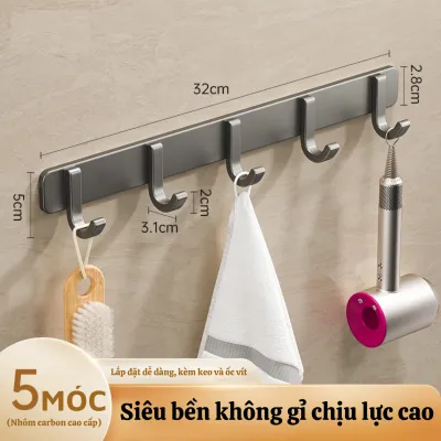 Móc treo quần áo treo đồ đa năng dán tường hợp kim nhôm dán sau cửa kèm keo dán chịu lực cao