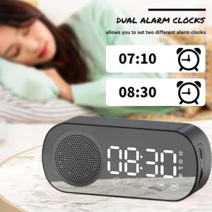 GONOVO STUDIO Double Alarm Bluetooth Clock Hifi Sound Quality Wireless Digita Alarm Clock Mini FM Radio Wireless  Bluetooth Speaker Outdoor Use