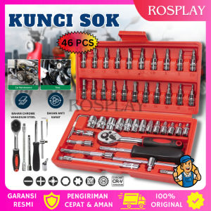 Kunci SOK 46 PCS Set Socket (1/4 ") Full Lengkap Pas Ring L Motor 46 sets of Auto Repair Tools