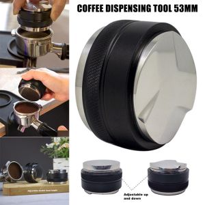 【SG Ready 】304 Coffee Distributor & Tamper 2 in 1 Dual Head Coffee Leveler Fits for Espresso Filter Basket Portafilter Adjustable Depth 51mm 53mm 58mm