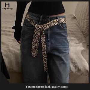 Hayating Womens Retro Leopard Print Tie Fashion Tie And Belt Dual Purpose Decoration