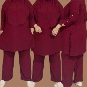 Rhaidz Midi Tunic Batwing [3N1] Terno with sukob hijab knitted fabric can fit to 2XL Model 2XL fit Bust 32-48 [knitted 4×4 side to side pocket]