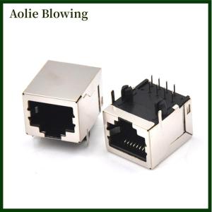 Aolie 10Pcs set RJ45 Network Ethernet 8P 8C Female Socket Connectors 8Pin PCB Mount High Qulity