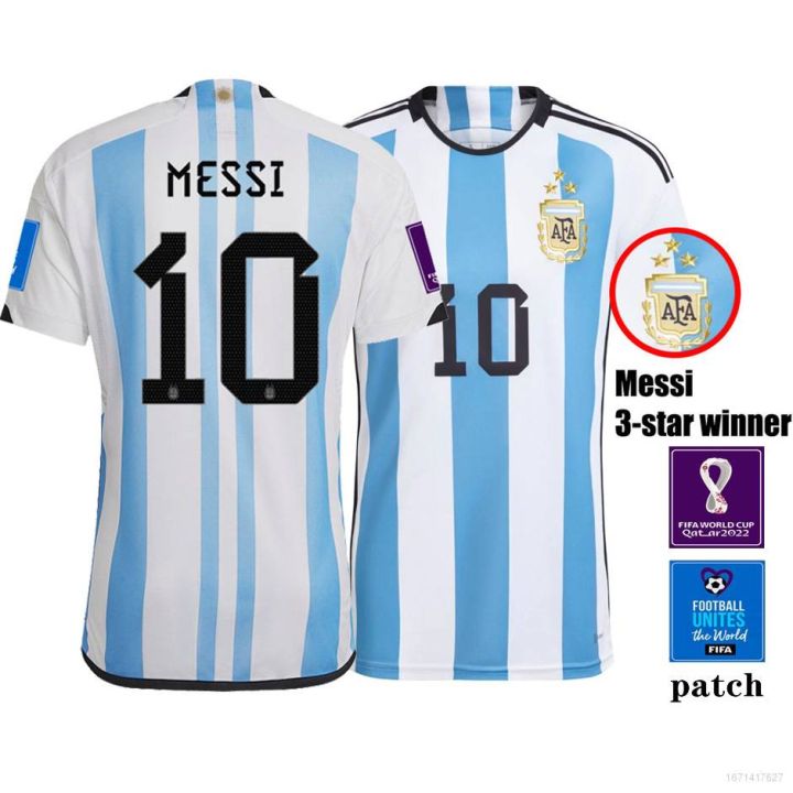Sport 2022-2023 World Cup Winner Argentina Messi 3 Star Home Jersey