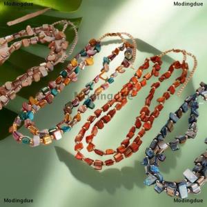 [COD] Modingdue Boho Double-layer Colorful Long Necklace For Women Vintage Irregular Beads Jewelry Female Summer Vacation Holiday Gifts