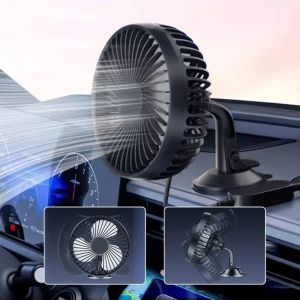 SEKINEW Quiet Operation Dual-Head Car Fan Multi-Angle Adjustable Strong Wind Power Electric Fan Steady Wind 12V/24V Universal Car Cooler Fan Vehicle Interior