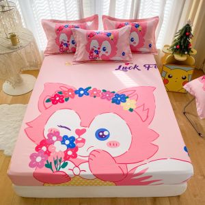 Bedsheet with Elastic Band Disney Mickey Strawberry Bear Elsa Fittedsheet Single Queen King Size
