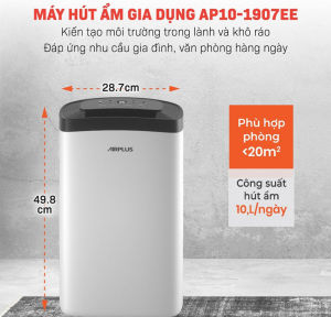 Máy hút ẩm lọc không khí 30m2 AIRPLUS AP10-1903EE nhập khẩu máy hút ẩm 10L/ ngày cài đặt % độ ẩm sấy quần áo