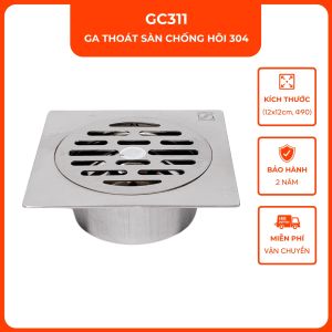 Ga thoát sàn chống hôi ngăn rác inox 304 dày VINA GC311 size 12x12cm phi 90