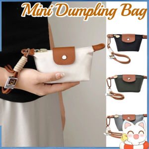 Mini Dumpling Bag Zipper Coin Purse Card Holder Wallet Handbag Lipstick Storage Bag with Wrist Strap