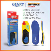 Lót giày thể thao nam nữ Genky Sport 7 lớp tăng 2cm chiều cao chống sốc thấm mồ hôi và khử mùi nâng vòm bàn chân