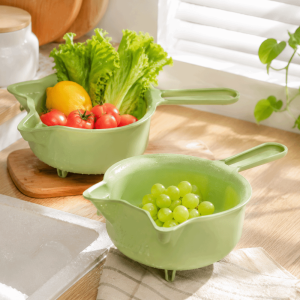 STRONGI 2-IN-1 Vegetable Cleaning Drainage Basket Cat Shape Large Capacity Fruit Washing Drain Basket Water Filter Net Storage Bowl Vegetable Storage Bowl Family Gathering