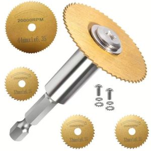 OPEAREY 7PCS Hexagonal Shank HSS Saw Cutting Disc Set 1/4 Inch Metal Cutoff Tool Drill Accessory HSS Circular Saw Cutting Disc Electric Drill Accessory
