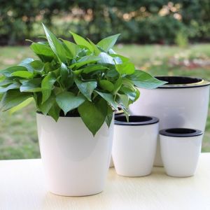 Round Garden Supply Self Watering Office Automatic Planter Plants Basket Home Decor Flower Pots