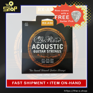 The Rose Premium Acoustic Guitar Strings | Phosphor Bronze | RX-A50 | Complete 6pcs Full Set (011 - 050) Normal Light\\n\\n Introduction to Phosphor Bronze Strings\\n\\nPhosphor bronze strings are a popular choice among acoustic guitar players due to their rich, warm sound and durability. These strings are made by combining bronze with a small amount of phosphorus, which enhances their tonal qualities and resistance to corrosion. Phosphor bronze strings offer a balanced tone that can produce both bright and mellow sounds, making them suitable for various playing styles.\\n\\n What Are Phosphor Bronze Strings?\\n\\nPhosphor bronze strings are composed of a bronze alloy containing approximately 92% copper and 8% tin, with a small amount of phosphorus added during production. This combination creates a string that is highly resistant to wear and tear, while also providing excellent sound quality.\\n\\n Benefits of Using Phosphor Bronze Strings\\n\\nPhosphor bronze strings offer several advantages over other types of guitar strings:\\n\\n* **Long-lasting**: They have a longer lifespan compared to other string types, reducing the frequency of replacements.\\n* **Warm tone**: Their unique composition produces a warm, rich sound that is ideal for acoustic guitar players.\\n* **Versatility**: Phosphor bronze strings work well with various playing styles, making them a versatile choice for musicians.\\n\\n The Rose RX-A50 Strings Overview\\n\\nThe Rose RX-A50 Phosphor Bronze Acoustic Guitar Strings are a premium set designed for professional players seeking high-quality sound and durability. These strings come in a complete 6pcs full set, ranging from 011 to 050 gauge, offering normal light tension that is easy on the fingers and ideal for fingerstyle and strumming techniques.\\n\\n Key Features of The Rose RX-A50 Strings\\n\\n* **Phosphor bronze composition**: Provides a warm, rich tone with excellent sustain and clarity.\\n* **Normal light tension**: Easy on the fingers and suitable for various playing styles.\\n* **Complete 6pcs full set**: Includes all six strings needed for a standard acoustic guitar.\\n* **Professional-grade quality**: Made with high-quality materials and precision manufacturing techniques.\\n\\n How to Choose the Right Tension Level\\n\\nWhen selecting guitar strings, it's essential to consider the tension level that best suits your playing style and preferences. Normal light tension strings, such as the Rose RX-A50, are ideal for fingerstyle and strumming techniques, as they provide a comfortable feel and easy playability. However, if you prefer a brighter tone or have a heavier playing style, medium or heavy tension strings may be more suitable.\\n\\n Installing and Maintaining Your New Strings\\n\\nProper installation and maintenance of your guitar strings are crucial for optimal performance and longevity. Follow these steps to replace your strings and keep them sounding their best:\\n\\n Step-by-Step Guide to Replacing Your Strings\\n\\n1. Remove old strings: Loosen and remove the old strings from your guitar, taking care not to damage the guitar's finish or bridge pins.\\n2. Install new strings: Insert the ball end of each string into the appropriate hole in the bridge, and thread the other end through the tuning peg. Wind the string around the tuning peg, leaving enough slack to allow for proper tuning.\\n3. Tune your guitar: Use a tuner or pitch pipe to tune each string to its correct note, starting with the thickest string and working your way down to the thinnest.\\n4. Stretch and re-tune: Gently pull each string away from the fretboard to stretch it, then re-tune the guitar. Repeat this process until the strings hold their tuning consistently.\\n\\n Tips for Extending String Life & Sound Quality\\n\\n* **Regular cleaning**: Wipe your strings down after each use to remove sweat, oils, and dirt that can accumulate on the surface.\\n* **String lubricants**: Apply a string lubricant to your strings to reduce friction and extend their life.\\n* **Humidify your guitar**: Store your guitar in a humid environment to prevent wood shrinkage and maintain optimal sound quality.\\n* **Change strings regularly**: Replace your strings every few months or sooner if they become dull or worn to ensure the best possible tone.\"