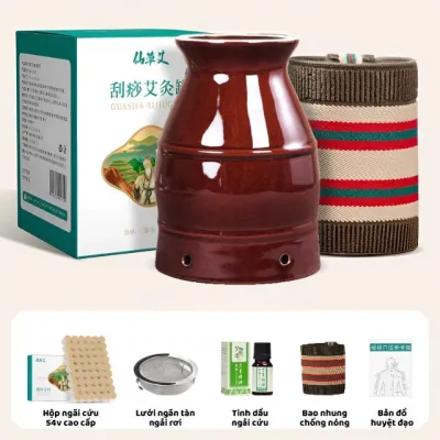 Cốc xông ngải cứu gốm sứ ấm cơ thể – hỗ trợ thư giãn giảm nhức mỏi vùng vai lưng