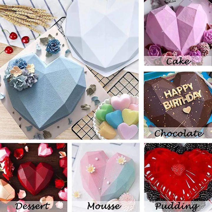 Diamond Heart Shaped Silicone Cake Mold 3D Geometric Cake