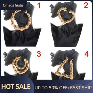 Omaga Large Bamboo Earrings Hip-Hop Earrings Ladies Hoop Hoops Ear Circle