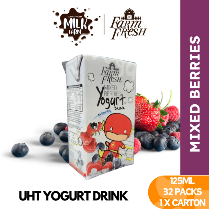 Milk Farm | Farm Fresh UHT Yogurt Drink Mixed Berry 125ml x 32pack | Lazada