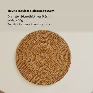 1 Pcs Set Natural Rattan Coaster Handwoven Table Mats Heat Insulation Non-Slip Round Cup Pot Mat Placemat Kitchen Accessories