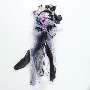 2-12Y Kuromi Gown 6pcs whole set Girl Summer Lolita Princess Dress blakc star birthday dress