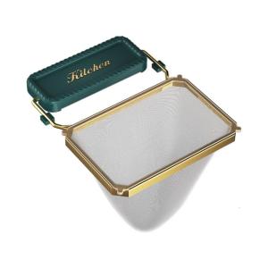 Modern Dark Green Kitchen Drain Rack Sink Accessory Removable Strainer Basket For Convenient Space Optimization