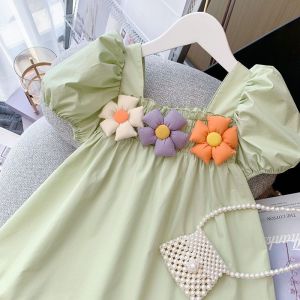 2024 new summer girls exotic Dress Girls fashionable sweet princess skirt baby cute square collar