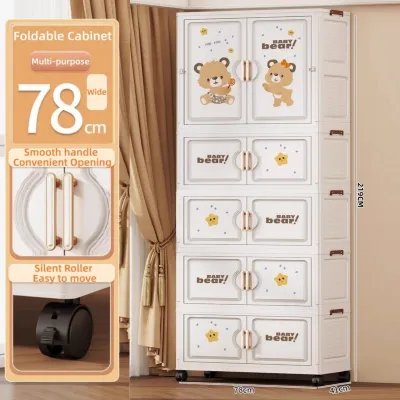 Tủ nhựa gấp gọn 70-78cm tủ nhựa đựng quần áo Dễ lắm ráp tủ quần áo trẻ em Mô hình gấu tủ nhựa cho bé/tủ quần áo nhựa/tủ nhựa duy tân