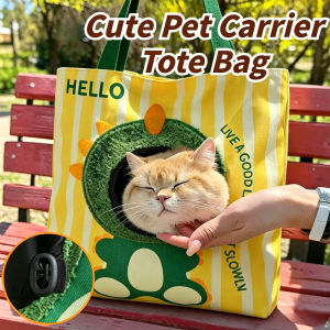 Pet Carrier Bag Breathable Mesh Large Capacity Crossbody Shoulder Strap Cartoon Print Travel Outdoor