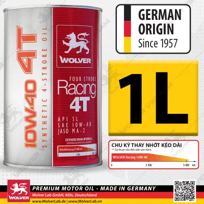 Quà VIP - Nhớt Wolver Racing 10W40 API SL - Wolver Racing - Wolver 10W40 - German Lubricant Đức - Racing 10W40 - Nhớt 10W40