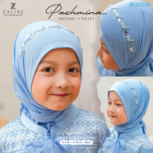 Jilbab Segitiga Instan Anak Payet Sky Blue Lebaran 2024 Model Terbaru Bahan Jersey Kaos Adem | Hijab Pashmina Pastan Instan Anak Umur 1 - 10 Tahun