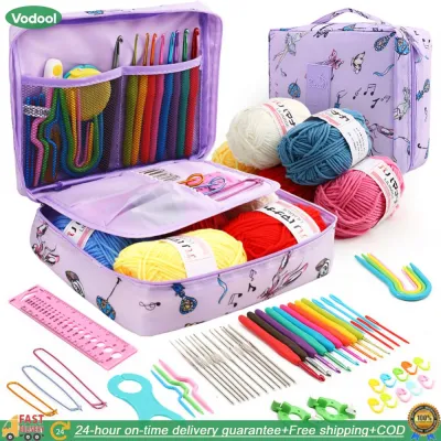 【24 hours Flash Delivery】Beginner Crochet Hook Kits Handmade Crafts with 5 Group Wool Crochet Hooks Needles Gifts Storage Bag for Sewing Weave Tool