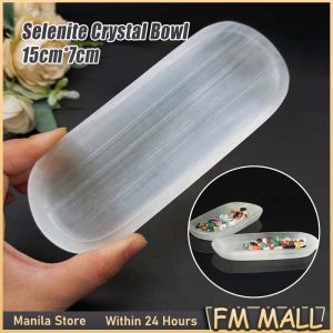 15*7cm Selenite Crystal Bowl Natural Crystal Charging Bowl Plate Home Decor For Meditation And Decor